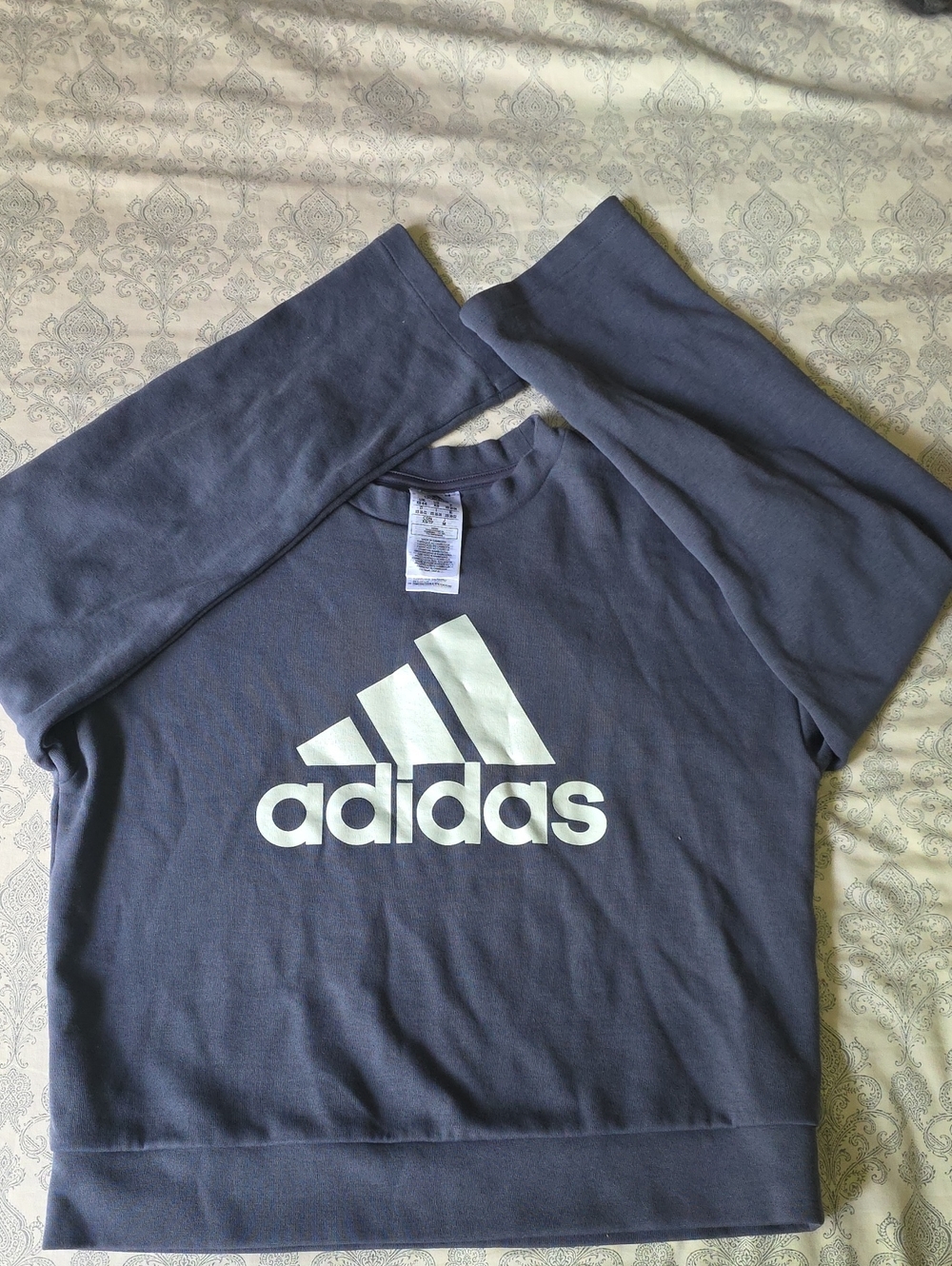 adidas Women Dark Gray Sweatshirt with White Logo XS